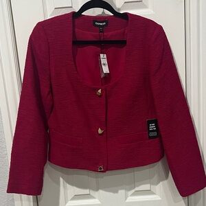Express Women's Bold Berry Red Tweed Blazer